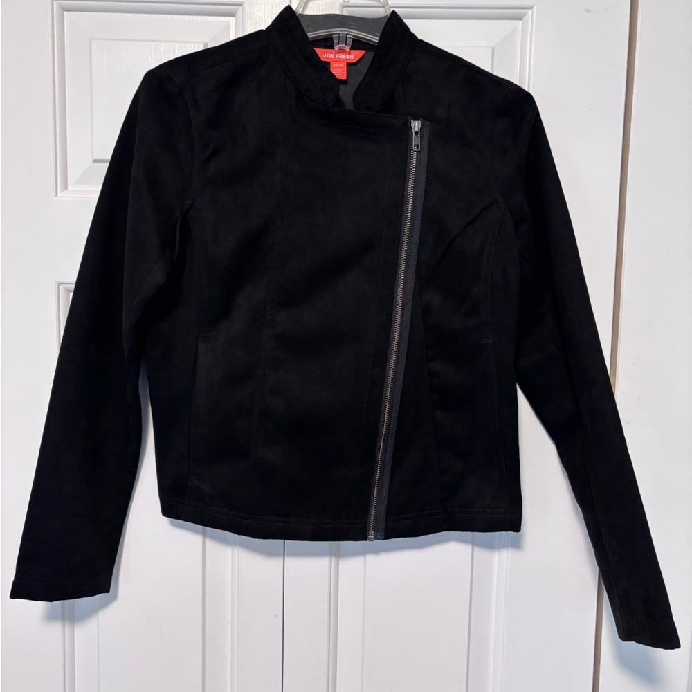 3/$30 Mix & Match - Joe Fresh Cropped, Faux Suede Jacket Asymmetrical Zipper, XS